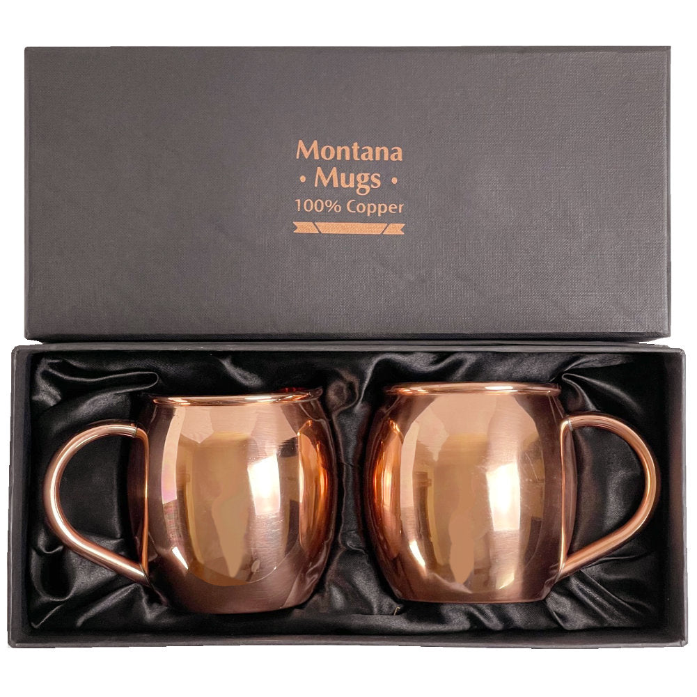 16 oz Solid Moscow Mule Copper Mugs (Set of 2 in Satin-lined Gift