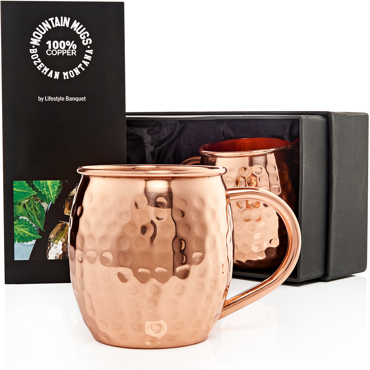 True Moscow Mule Mug Set of 2, Stainless Steel, Copper Finish, Holds 16 oz,  Cocktail Drinkware
