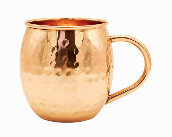Hammered Moscow Mule 100% Copper Mug - 16 oz Pure Solid Hammered Copper Cup with Welded Handle in Black Satin Gift Box