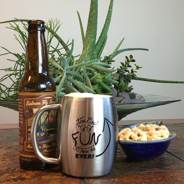 50th Birthday Gifts for Men - Stainless Steel Insulated 50th Birthday Beer Mug (14 ounce) with small Birthday Card